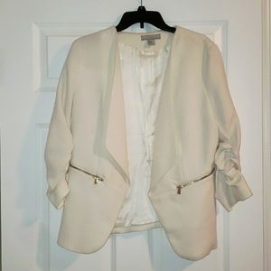 White Blazer with Cropped Sleeves